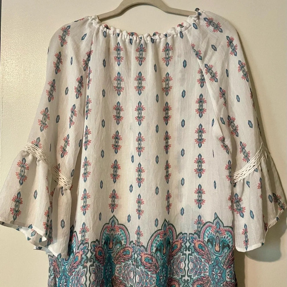 Zac & Rachel Boho Bell Sleeve Multi Color Paisley Print Blouse Top Size … - Picture 5 of 9
